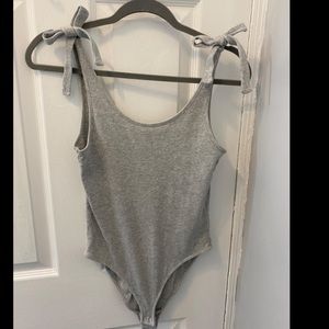 Grey Self-Tie Bodysuit